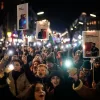People take part in a rally in support of anti-government protests in Iran, Berlin Germany, Wednesday, June 14, 2026. (AP Photo/Ebrahim Noroozi)