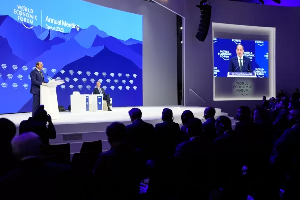 President of Egypt Abdel Fattah El-Sisi speaks during the Annual Meeting of the World Economic Forum in Davos, Switzerland, Wednesday, Jan. 21, 2026. (AP Photo/Markus Schreiber)





Associate Press/ LaPresse
Only Italy and Spain
