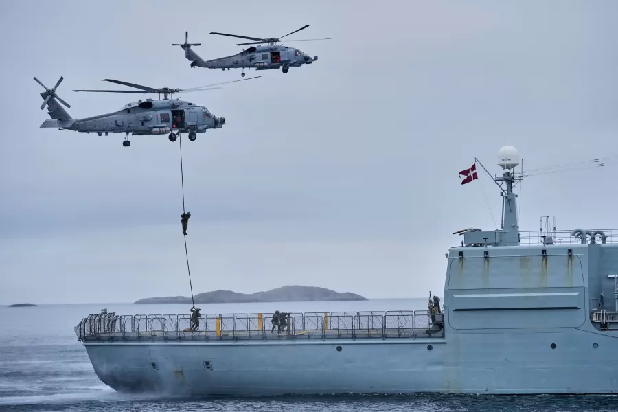 FILE – Danish military forces participate in an exercise with hundreds of troops from several European NATO members in the Arctic Ocean in Nuuk, Greenland, Sept. 15, 2025. (AP Photo/Ebrahim Noroozi, File)