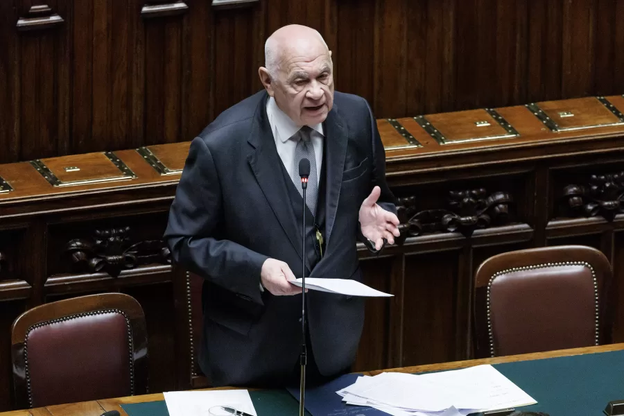 Il ministro della Giustizia Carlo Nordio nell’aula della Camera dei deputati in occasione delle comunicazioni sull’amministrazione della giustizia, Roma, Mercoledì 21 Gennaio 2026 (Foto Roberto Monaldo / LaPresse) 

Justice minister Carlo Nordio addresses the Chamber of deputies on the administration of justice, Rome, Wednesday January 21, 2026 (Photo by Roberto Monaldo /LaPresse)