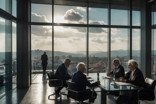 AD ANZIANI CEO ANZIANO VERTICE D’AZIENDA IMPRENDITORE UOMO D’AFFARI UOMINI GENERATE AI IA