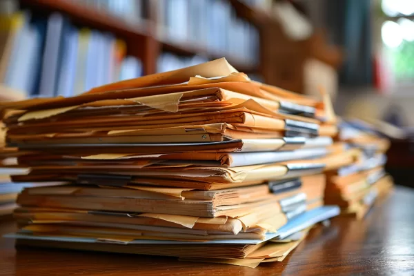 CARTE BUROCRAZIA PRATICHE INCARTAMENTI SCARTOFFIE FOGLI FALDONI CARTA DOCUMENTI CARTELLE GENERATE AI IA