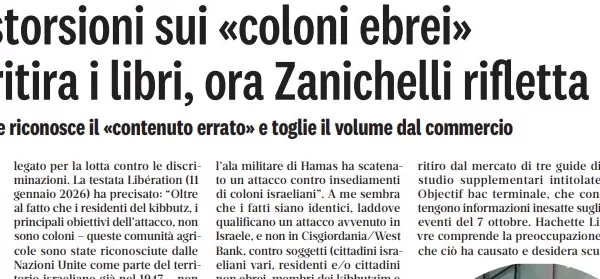 Zanichelli corregge il passaggio sul 7 ottobre. “Attacco contro insediamenti di coloni israeliani”, libro in ristampa dopo la denuncia del Riformista