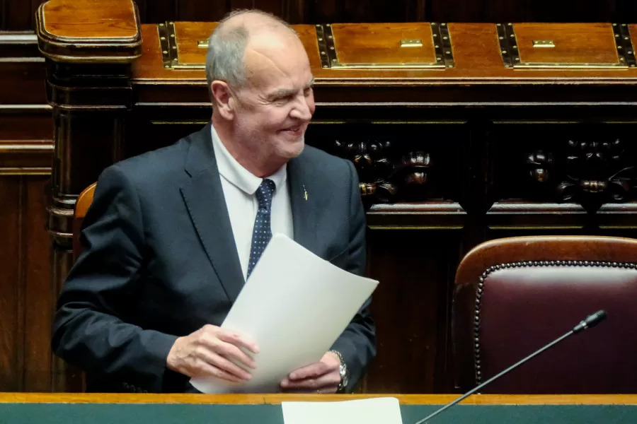 Roberto Calderoli Ministro agli Affari regionali e autonomia, durante lo svolgimento del question time alla Camera dei Deputati a Roma, Mercoledì, 12 Novembre 2025 (foto Mauro Scrobogna / LaPresse) 

 Roberto Calderoli Minister for Regional Affairs and Autonomy, in occasion of the question time in the Chamber of Deputies in Rome, Wednesday,   November 12 2025. (Photo by Mauro Scrobogna / LaPresse )