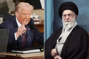 FILE – This combo of pictures show President Donald Trump, left, addressing a joint session of Congress at the Capitol in Washington, March 4, 2025, and a handout of Supreme Leader Ayatollah Ali Khamenei attending a ceremony in Tehran, Iran, March 8, 2025. (AP Photo/Ben Curtis – Office of the Iranian Supreme Leader via AP)


Associated Press/LaPresse