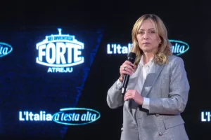 Il presidente del consiglio Giorgia Meloni introduce Mahmud Abbas (Presidente dell’Autorità Nazionale Palestinese) in occasione dellevento kermesse di Fratelli dItalia FDI Atreju 2025. Roma, Venerdì 12 Dicembre  2025 (foto Mauro Scrobogna / LaPresse)  

Prime Minister Giorgia Meloni introduces Mahmud Abbas (President of the Palestinian National Authority) on the occasion of the Fratelli d’Italia FDI Atreju 2025 event. Rome, Friday December 12 2025. (Photo by Mauro Scrobogna / LaPresse)