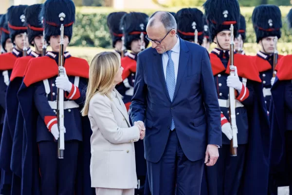 La presidente del Consiglio Giorgia Meloni e il cancelliere federale della Germania Friedrich Merz durante il vertice intergovernativo a Villa Doria Pamphilj, Roma, Venerdì 23 Gennaio 2026 (Foto Roberto Monaldo / LaPresse) 

Premier Giorgia Meloni and Federal Chancellor of Germany Friedrich Merz during the intergovernmental summit at Villa Doria Pamphilj, Rome, Friday, January 23, 2026 (Photo by Roberto Monaldo /LaPresse)