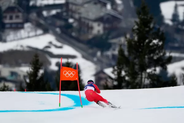 Switzerland’s Franjo von Allmen speeds down the course during an alpine ski, men’s downhill official training, at the 2026 Winter Olympics, in Bormio, Italy, Friday, Feb. 6, 2026. (AP Photo/John Locher)





Associate Press/ LaPresse
Only Italy and Spain