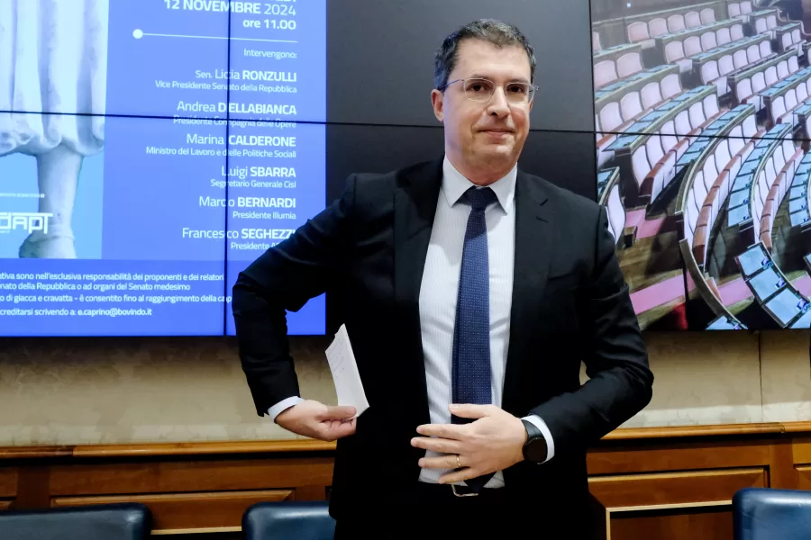 Andrea Dellabianca, Presidente Compagnia delle Opere, in occasione della presentazione del ‘Manifesto del buon lavoro’ elaborato dalla Compagnia delle Opere. Senato a Roma, Martedì 12 Novembre 2024 (foto Mauro Scrobogna / LaPresse) 

Andrea Dellabianca, Compagnia delle Opere president, on the occasion of the presentation of the ‘Manifesto of good work’ developed by the Compagnia delle Opere. Senate in Rome, Tuesday November 12, 2024. (Photo by Mauro Scrobogna / LaPresse)