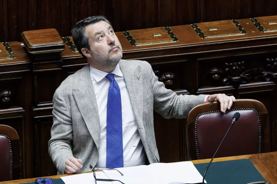 Il ministro delle Infrastrutture Matteo Salvini nell’aula della Camera dei deputati durante il Question time, Roma, Mercoledì 25 Febbraio 2026 (Foto Roberto Monaldo / LaPresse) 

Infrastructure minister Matteo Salvini in the Chamber of deputies during Question time, Rome, Wednesday, February 25, 2026 (Photo by Roberto Monaldo / LaPresse)