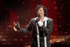 Ermal Meta performs during the 76th edition of the Sanremo Italian Song Festival at the Ariston Theatre in Sanremo, northern Italy – Wednesday, February 25, 2026. Entertainment. (Photo by Marco Alpozzi/LaPresse)