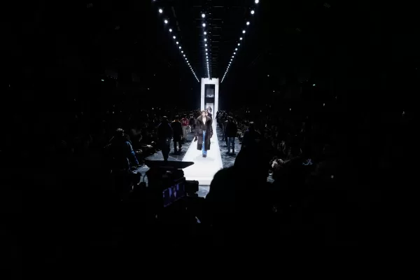 A model wears a creation as part of the Dolce & Gabbana Fall/Winter 2026-2027 Men’s collection presented in Milan, Italy, Saturday, Jan. 17, 2026. (AP Photo/Luca Bruno)