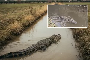 Alligatore adulto in un canale di Paestum, ricerche e mistero in provincia di Salerno