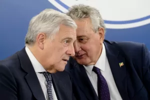 Il Ministro degli esteri e segretario di FI Antonio Tajani, Paolo Barelli FI in occasione del convegno sul tema “Difesa europea. Sfide e opportunità”, promosso dal Dipartimento Difesa di Forza Italia. Camera dei Deputati a Roma, Martedì 16 Settembre 2025. (foto Mauro Scrobogna / LaPresse) 

The Foreign Minister and secretary of FI Antonio Tajani, Paolo Barelli FI on the occasion of the conference on “European Defense: Challenges and Opportunities,” promoted by the Forza Italia Department of Defense. Chamber of Deputies in Rome, Tuesday September 16 2025. (Photo by Mauro Scrobogna / LaPresse)