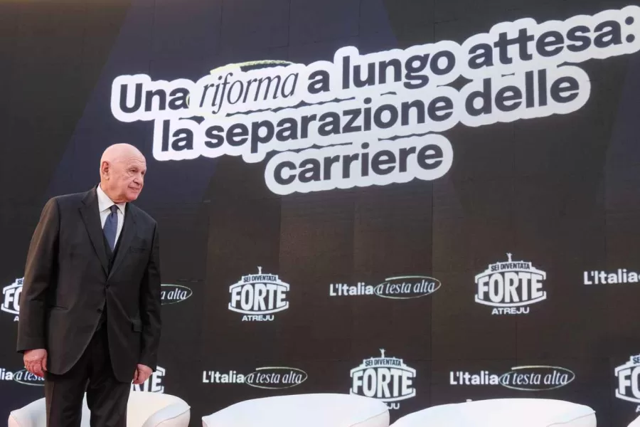 Il Ministro della Giustizia Carlo Nordio in occasione dell’evento kermesse di Fratelli d’Italia FDI Atreju 2025. Roma, Giovedì 11 Dicembre  2025 (foto Mauro Scrobogna / LaPresse)  

Minister of Justice Carlo Nordio on the occasion of the Fratelli d’Italia FDI Atreju 2025 event. Rome, Thursday December 11 2025. (Photo by Mauro Scrobogna / LaPresse)