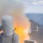 This image provided by U.S. Central Command shows the Arleigh Burke-class guided-missile destroyer USS Bulkeley (DDG 84) firing a Tomahawk Land Attack Missile (TLAM) in support of Operation Epic Fury, on Saturday, Feb. 28, 2026. (U.S. Navy via AP)