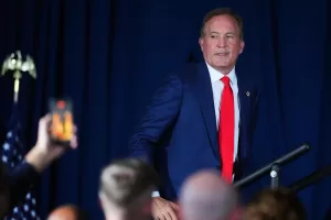 Texas Attorney General Ken Paxton, a Republican candidate for the U.S. Senate, arrives to speak to supporters during a primary election night watch party Tuesday, March 3, 2026, in Dallas. (AP Photo/Julio Cortez)