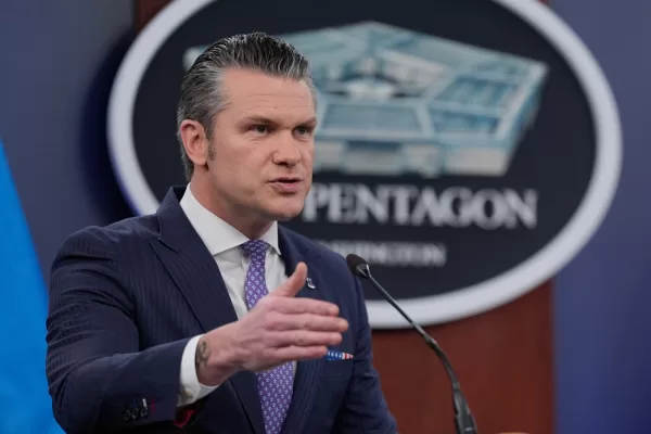 Defense Secretary Pete Hegseth speaks to members of the media during a press briefing at the Pentagon in Washington, Tuesday, March 31, 2026. (AP Photo/Manuel Balce Ceneta)
Associate Press/ LaPresse
Only Italy and Spain Defense Secretary Pete Hegseth speaks to members of the media during a press briefing at the Pentagon in Washington, Tuesday, March 31, 2026. (AP Photo/Manuel Balce Ceneta)
Associate Press/ LaPresse
Only Italy and Spain