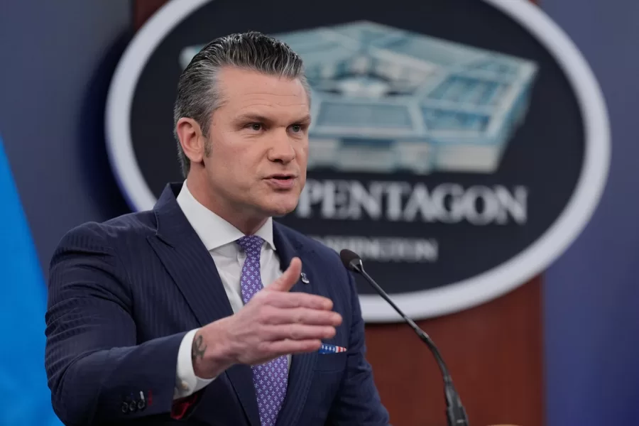 Defense Secretary Pete Hegseth speaks to members of the media during a press briefing at the Pentagon in Washington, Tuesday, March 31, 2026. (AP Photo/Manuel Balce Ceneta)





Associate Press/ LaPresse
Only Italy and Spain