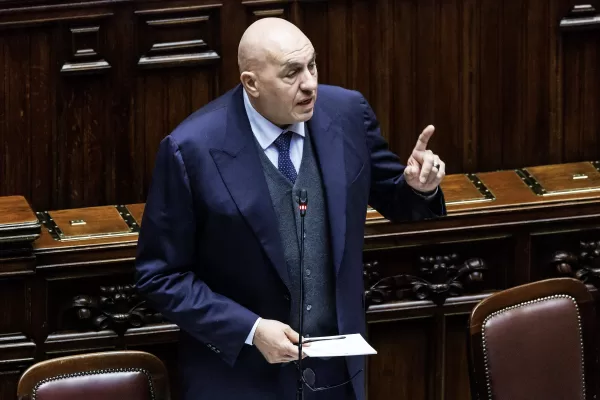Il ministro della Difesa Guido Crosetto nell’aula della Camera dei deputati in occasione delle comunicazioni sulla proroga della cessione di mezzi ed equipaggiamenti militari all’Ucraina, Roma, Giovedì 15 Gennaio 2026 (Foto Roberto Monaldo / LaPresse)
Defense minister Guido Crosetto addresses the Chamber of deputies on the extension of the transfer of military vehicles and equipment to Ukraine, Rome, Thursday, January 15, 2026 (Photo by Roberto Monaldo /LaPresse) Il ministro della Difesa Guido Crosetto nell’aula della Camera dei deputati in occasione delle comunicazioni sulla proroga della cessione di mezzi ed equipaggiamenti militari all’Ucraina, Roma, Giovedì 15 Gennaio 2026 (Foto Roberto Monaldo / LaPresse)
Defense minister Guido Crosetto addresses the Chamber of deputies on the extension of the transfer of military vehicles and equipment to Ukraine, Rome, Thursday, January 15, 2026 (Photo by Roberto Monaldo /LaPresse)