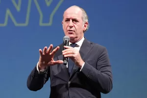 Luca Zaia  during the press conference to present the closing ceremony of the Milano Cortina 2026 Winter Olympics at the Verona Arena  – 
Philharmonic Theater .  Verona  , north Italy – Thursday , November 6 ,  2025. Sport – news . (Photo by Spada/LaPresse)