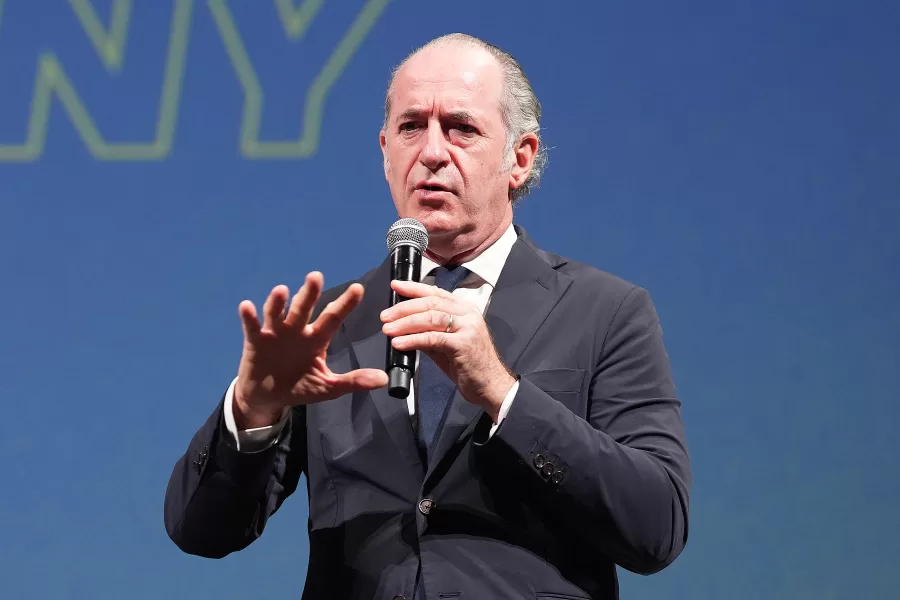 Luca Zaia  during the press conference to present the closing ceremony of the Milano Cortina 2026 Winter Olympics at the Verona Arena  – 
Philharmonic Theater .  Verona  , north Italy – Thursday , November 6 ,  2025. Sport – news . (Photo by Spada/LaPresse)