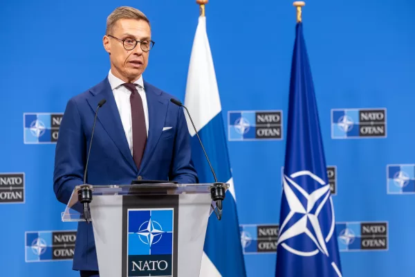 Finland’s President Alexander Stubb addresses the media after a meeting at NATO headquarters in Brussels, Monday, Nov. 17, 2025. (AP Photo/Geert Vanden Wijngaert)





Associate Press/ LaPresse
Only Italy and Spain