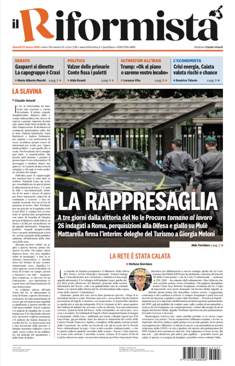 Quotidiano del 27 Marzo 2026
