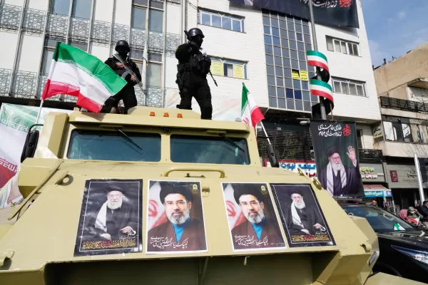 Policemen stand on top of their car with pictures of the late Iranian Supreme Leader Ayatollah Ali Khamenei, right and left, and his son Ayatollah Mojtaba Khamenei, the successor to him, center, during a rally to support him in Tehran, Iran, Monday, March 9, 2026. (AP Photo/Vahid Salemi)





Associate Press/ LaPresse
Only Italy and Spain