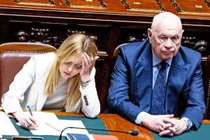 la Presidente del Consiglio Giorgia Meloni, il Ministro della Giustizia Carlo Nordio in occasione comunicazioni del Presidente del Consiglio in vista della riunione del prossimo Consiglio europeo e sviluppi della crisi Medio Oriente. Camera dei Deputati a Roma, Mercoledì 11 Marzo 2026 (foto Mauro Scrobogna /LaPresse)
PM Giorgia Meloni, MInister of Justice Carlo Nordio on the occasion of the Prime Minister’s communications ahead of the next European Council meeting and developments in the Middle East crisis. Chamber of Deputies in Rome, Wednesday March 11, 2026 (photo by Mauro Scrobogna / LaPresse) la Presidente del Consiglio Giorgia Meloni, il Ministro della Giustizia Carlo Nordio in occasione comunicazioni del Presidente del Consiglio in vista della riunione del prossimo Consiglio europeo e sviluppi della crisi Medio Oriente. Camera dei Deputati a Roma, Mercoledì 11 Marzo 2026 (foto Mauro Scrobogna /LaPresse)
PM Giorgia Meloni, MInister of Justice Carlo Nordio on the occasion of the Prime Minister’s communications ahead of the next European Council meeting and developments in the Middle East crisis. Chamber of Deputies in Rome, Wednesday March 11, 2026 (photo by Mauro Scrobogna / LaPresse)