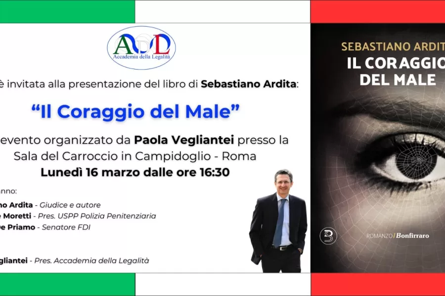 “Il coraggio del male”, presentazione dell’ultimo libro di Sebastiano Ardita