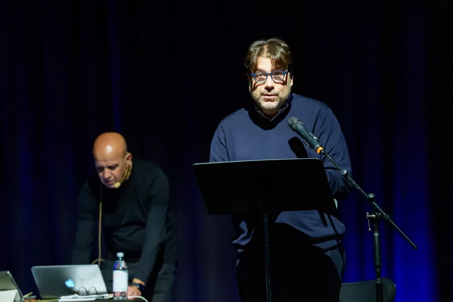 Prove dello spettacolo teatrale di Paola Caridi e  Tomaso Montanari presso la Fondazione Feltrinelli – Milano, Italia Giovedì 4 Dicembre  2025 (foto di Claudio Furlan/LaPresse)