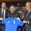 Gianluigi Buffon Gennaro Gattuso and Gabriele Gravina during the press conference to present Technical Commissioner Gennaro Gattuso at the Hotel Parco dei Principi Rome, Italy – Thursday 19 June 2025. Sports – Football. (Photo by Fabrizio Corradetti / LaPresse)