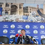 Conferenza stampa del segretario della Lega Matteo Salvini per presentare la manifestazione dei Patrioti ,    Milano (Italy) April 15, 2026 (Photo Claudio Furlan/LaPresse)

Press conference held by League secretary Matteo Salvini to present the Patriots rally,    Milan (Italy), 15 April 2026 (Photo: Claudio Furlan/LaPresse)
