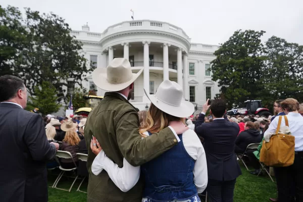 Attendees wait for President Donald Trump to speak at an event with farmers on the South Lawn of the White House, Friday, March 27, 2026, in Washington. (AP Photo/Julia Demaree Nikhinson) Attendees wait for President Donald Trump to speak at an event with farmers on the South Lawn of the White House, Friday, March 27, 2026, in Washington. (AP Photo/Julia Demaree Nikhinson)