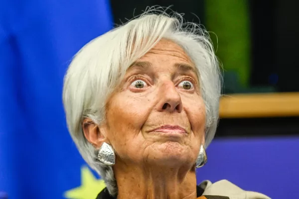 President of the European Central Bank Christine Lagarde reacts before a meeting Monday, Oct. 6, 2025 at the European Parliament in Strasbourg, eastern France. (AP Photo/Pascal Bastien)