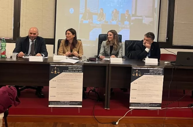 In foto: Avv. Gianni Scarpato, il Pubblico Ministero Cristina Curatoli, Avv. Ludovica Marano e il Dott. Francesco dal Poggetto.