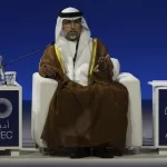 UAE Minister of Energy and Infrastructure Suhail al-Mazrouei talks in a panel during the inaugural session of the annual Abu Dhabi International Petroleum Exhibition and Conference (ADIPEC) in Abu Dhabi, United Arab Emirates, Monday, Nov. 4, 2024. (AP Photo/Altaf Qadri)