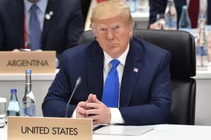 FILE – U.S. President Donald Trump attends a session at the G-20 Summit in Osaka on June 29, 2019. (Kazuhiro Nogi/Pool Photo via AP, File)