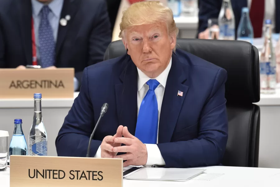 FILE – U.S. President Donald Trump attends a session at the G-20 Summit in Osaka on June 29, 2019. (Kazuhiro Nogi/Pool Photo via AP, File)