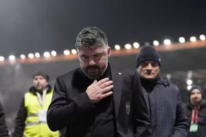 Gennaro Gattuso coach of Italy during the final soccer match for the qualification for the 2026 World Cup between Bosnia Herzegovina and Italy at the Stadion Bilino Polje in Zenica, Bosnia Erzegovina. – March  31 , 2026. Sport – Soccer . (Photo by Fabio Ferrari/LaPresse)