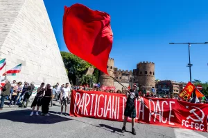 manifestazione ANPI per 81mo anniversario della Liberazione. Roma Sabato 25 Aprile 2026  (photo by Mauro Scrobogna / LaPresse)

ANPI demonstration for the 81st anniversary of the Liberation. Rome, Saturday April 25 2026  (photo by Mauro Scrobogna / LaPresse)