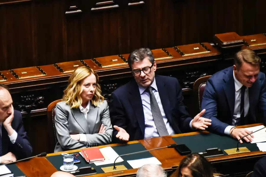 LA PRESIDENTE DEL CONSIGLIO GIORGIA MELONI, GIANCARLO GIORGETTI MINISTRO ECONOMIA