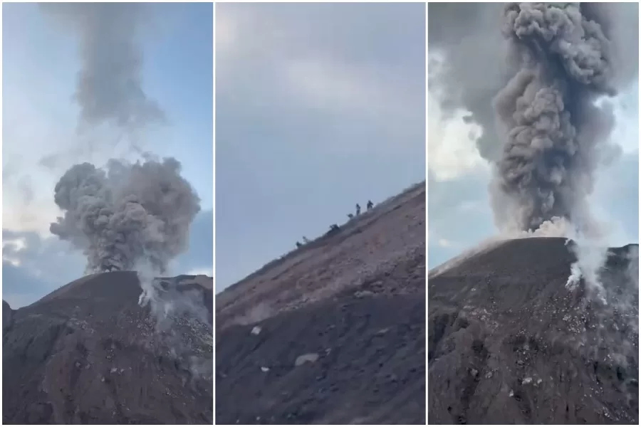 Turisti sul cratere del vulcano Santiaguito sorpresi da eruzione improvvisa in Guatemala