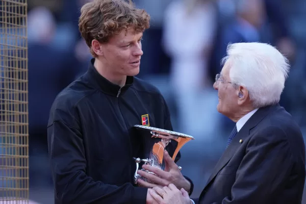 Jannik Sinner  and Sergio Mattarella during the mans singles final between Jannik Sinner (ITA) vs Casper Ruud (NOR)  at the Internazionali d’Italia in Rome, Sunday 17 May 2026. (Alfredo Falcone/LaPresse)