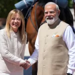 Italian Premier Giorgia Meloni, left, welcomes India’s Prime Minister Narendra Modi upon his arrival at Villa Pamphilii in Rome for talks,Wednesday, May 20, 2026. (AP Photo/Gregorio Borgia)





Associate Press/ LaPresse
Only Italy and Spain