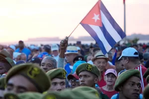 Members of the Revolutionary Armed Forces attend a rally in support of former President Raul Castro in front of the U.S. Embassy in Havana, Cuba, Friday, May 22, 2026, after U.S. prosecutors filed an indictment accusing him of ordering the 1996 shootdown of civilian planes flown by Miami-based exiles. (AP Photo/Ramon Espinosa) Members of the Revolutionary Armed Forces attend a rally in support of former President Raul Castro in front of the U.S. Embassy in Havana, Cuba, Friday, May 22, 2026, after U.S. prosecutors filed an indictment accusing him of ordering the 1996 shootdown of civilian planes flown by Miami-based exiles. (AP Photo/Ramon Espinosa)