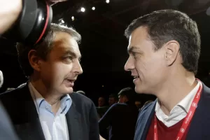 PSOE Secretary General Pedro Sanchez (R) and former Spanish President Jose Luis Rodriguez Zapatero talk during the 42nd Federal Congress of UGT (‘General Workers’ Trade Union’) in Madrid, Spain, 9 March 2016. EFE/Javier Lizon PSOE Secretary General Pedro Sanchez (R) and former Spanish President Jose Luis Rodriguez Zapatero talk during the 42nd Federal Congress of UGT (‘General Workers’ Trade Union’) in Madrid, Spain, 9 March 2016. EFE/Javier Lizon