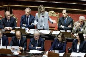 La presidente del Consiglio Giorgia Meloni nell’aula del Senato in occasione delle interrogazioni a risposta immediata, Roma, Mercoledì 13 Maggio 2026 (Foto Roberto Monaldo / LaPresse)

Italian premier Giorgia Meloni in the Senate during Question time, Rome, Wednesday, May 13, 2026 (Photo by Roberto Monaldo / LaPresse)