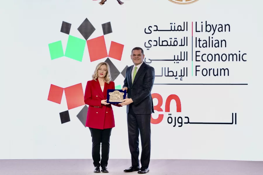 IL PRESIDENTE DEL CONSIGLIO GIORGIA MELONI, ABDULHAMEED MOHAMED DABAIBA PRIMO MINISTRO LIBICO